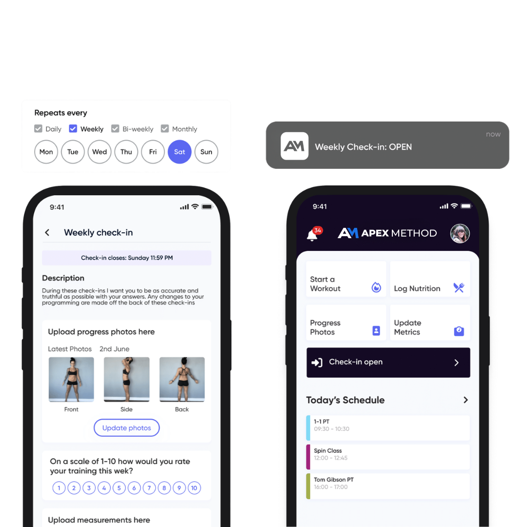 Check-ins en la app Apex Method